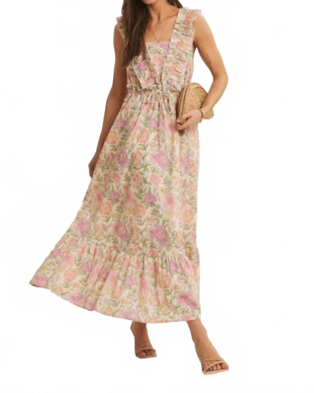 NEW IN FEBRUARY blooming floral ruffled cotton maxi dress in coral